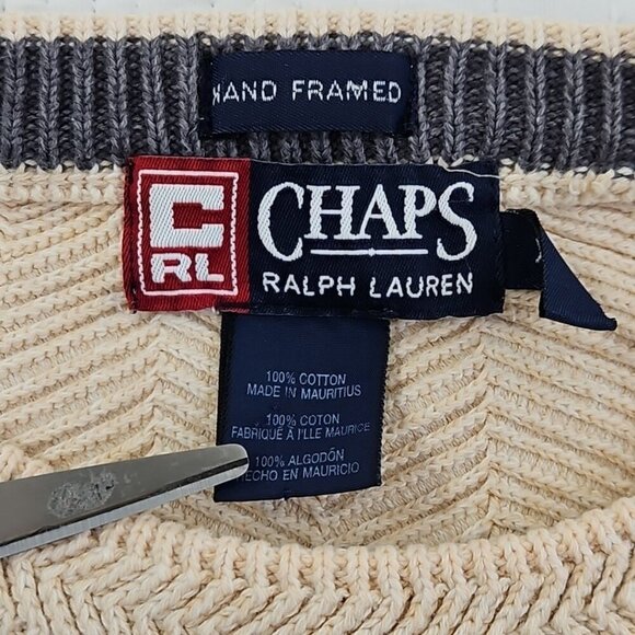 Ralph Lauren Chaps Hand Framed Sweater Men's Size XL Wheat Straw Cotton Texture - Picture 5 of 13